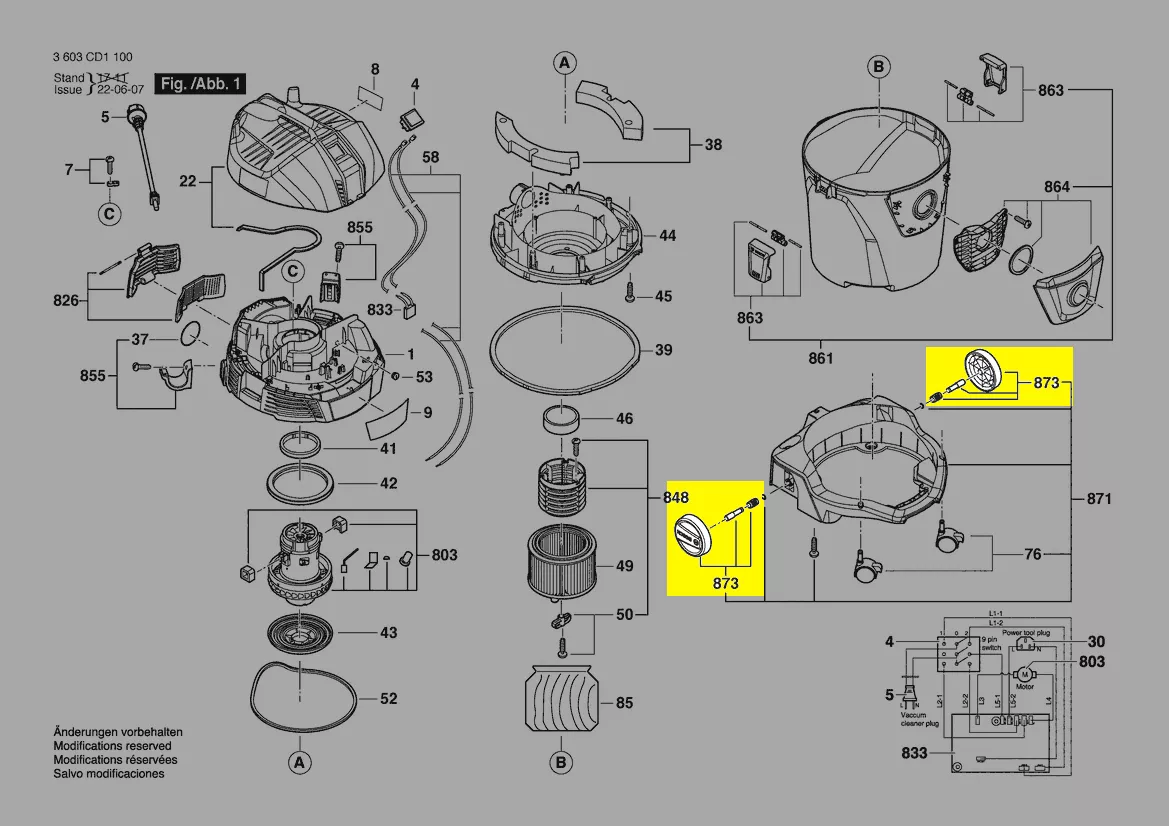 Roue AR UniversalVac 15 / AdvancedVac 20 BOSCH réf. 1 619 PB0 863